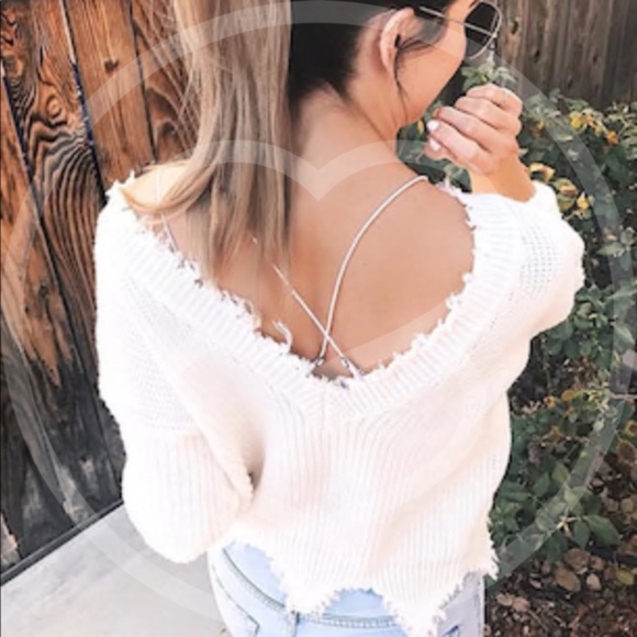 CHARLA Distressed Low Back Sweater    - Picture 5 of 6